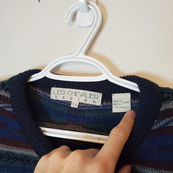 Vintage 90s 3D Knit Sweater Blue Size L - Picture 4 of 5